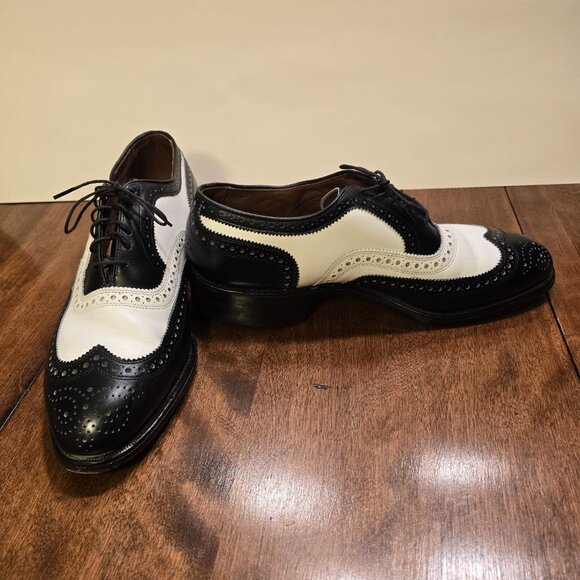ALLEN EDMONDS Broadstreet Black/White Wingtip Spectator Shoes 9D Made in USA - Picture 10 of 16